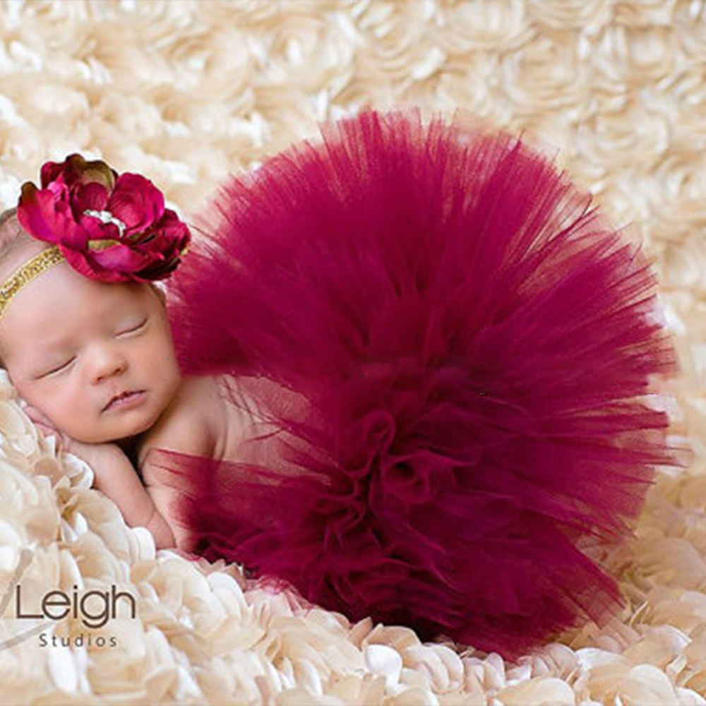 Newborn photography costume puff skirt baby girl tulle flower headband baby photography props baby birthday gifts