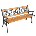 49in Outdoor Patio Porch Garden Bench Chair Deck Hardwood Cast Iron Love Seat Rose Style Back Easy to Assemble Clean U.S. Stock