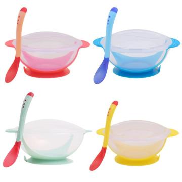 baby Solid Feeding dinnerware Feeding Set Baby Cutlery Sets Drop Resistance Temperature Sensing Spoon Sucker Bowl For Baby Dishe