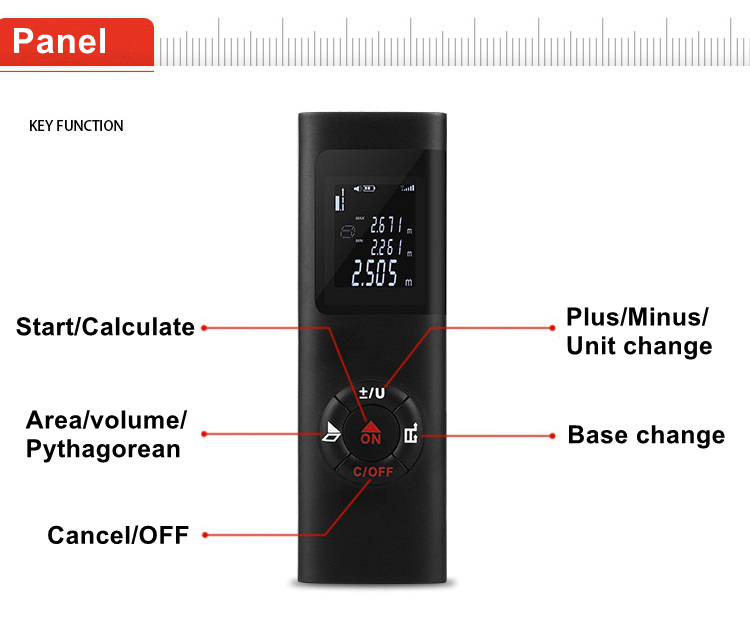 Amvolta Portable Laser Distance Meter Mini Laser Rangefinder Chargable 40M Digital Trena Laser Range Finder Measure Diastimeter