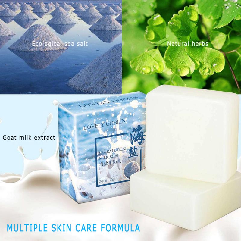 100g Sea Salt Soap Removal Pimple Pores Acne Treatment Cleaner Moisturizing Goat Milk Face Wash Soap Base Skin Care TSLM2