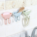 1PC Creative Sucker Wall Mounted Soap Holder Bathroom Double Hook Sucker PVC Bath With Wall - Type Bitumen Rack