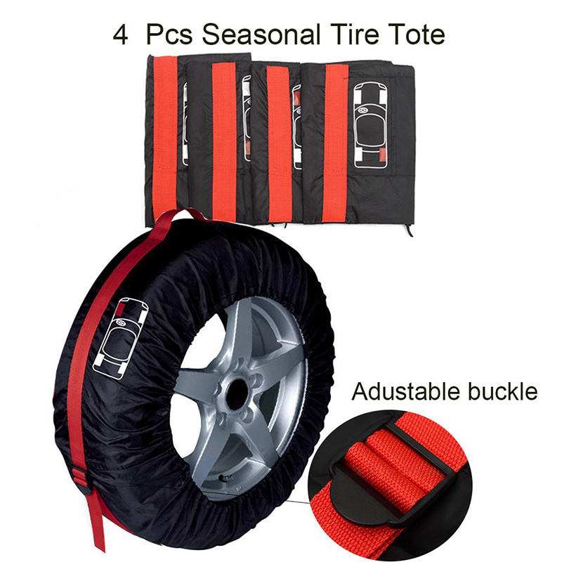 AOZBZ 4Pcs Spare Tire Cover Case Vehicle Wheel Protector Polyester Winter and Summer Car Tire Storage Bags Auto Tyre Accessories
