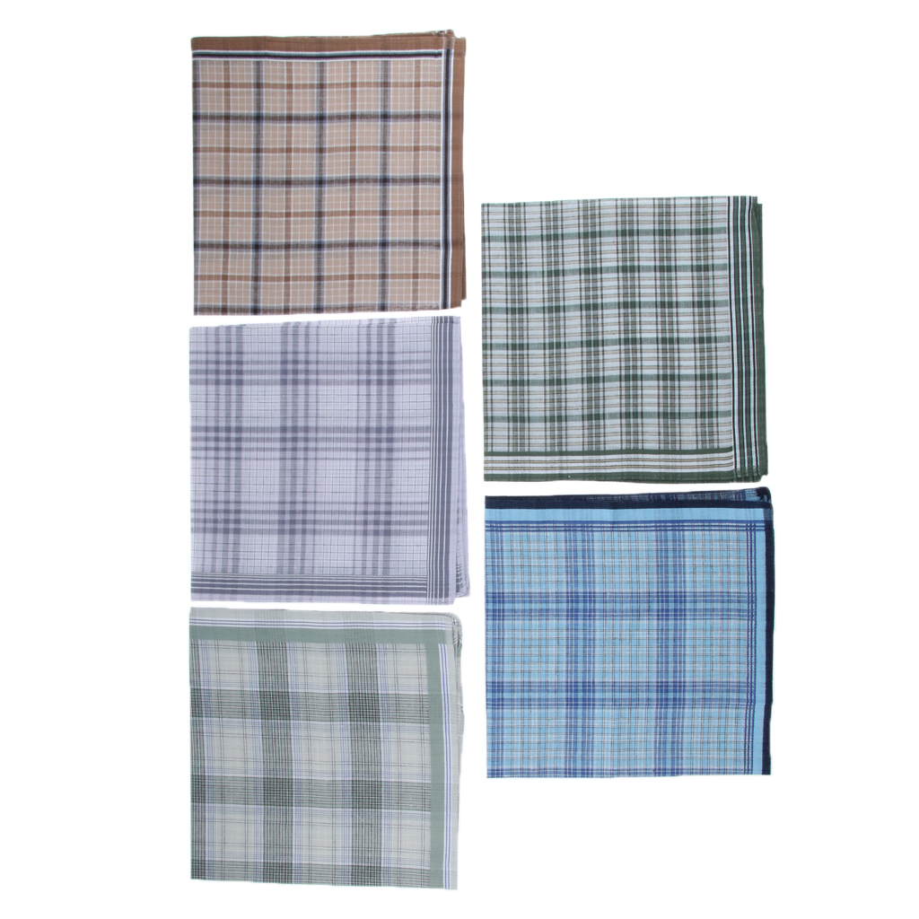 5 Pcs 100 % Cotton Handkerchiefs Men Premium Pocket Square Hankies Gift Male Handkerchief