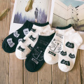 5pairs/lot art Cartoon cat Socks slippers women Spring Summer Cathead Boat Kitty Full Cotton Woman Socks