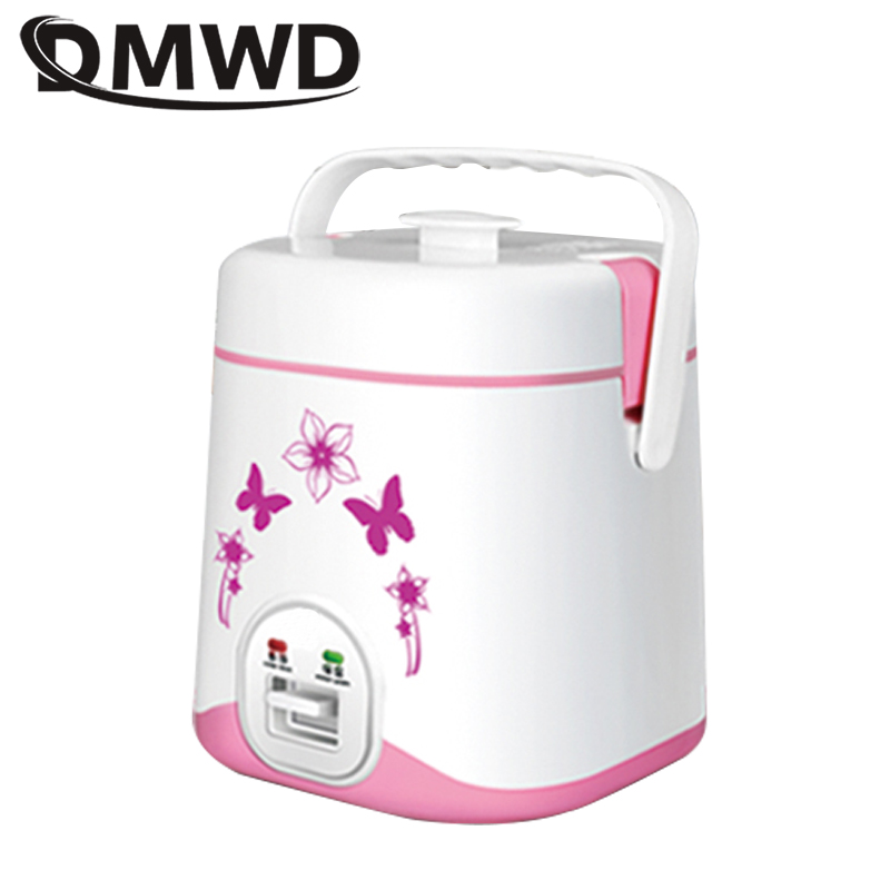 DMWD 1.2L Electric Mini Rice Cooker Insulation 2 Layers Steamer Multicooker Lunch Box Non-Stick Liner Multifunction Cooking Pot
