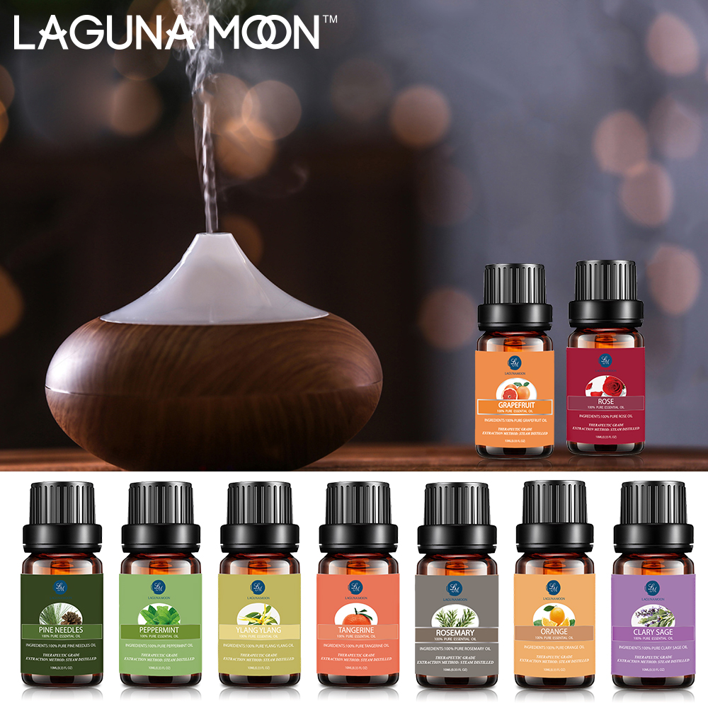 Lagunamoon Bergamot 10ML Pure Essential Oil Massage Diffuser Aroma Jasmine Vetiver Cypress Cinnamon Oil Relive Stress Sleeping