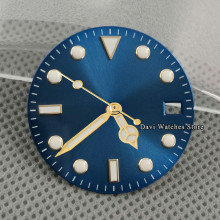 28.5mm Sterile Blue Watch Dial + Watch Hands Luminous fit ETA 2836 2824 NH35 Miyota 8215 821A,DG2813 3804 Movement Watch Parts