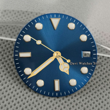 28.5mm Sterile Blue Watch Dial + Watch Hands Luminous fit ETA 2836 2824 NH35 Miyota 8215 821A,DG2813 3804 Movement Watch Parts