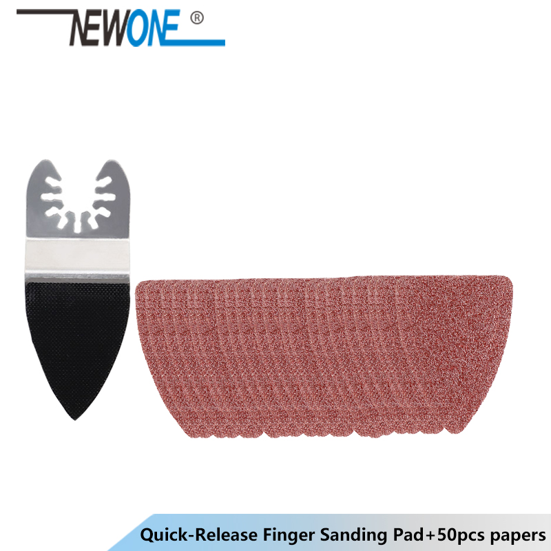 NEWONE 25pcs Quick Release Oscillating Tool Sanding paper+Finger Sanding Pad fits for Multifunction Tool Fein Dewalt Rockwell