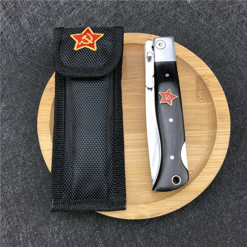 Russian Finka NKVD KGB wit EDC Manual Folding Pocket knife black and white resin handle 440C blade Mirror Finish Outdoor Camping