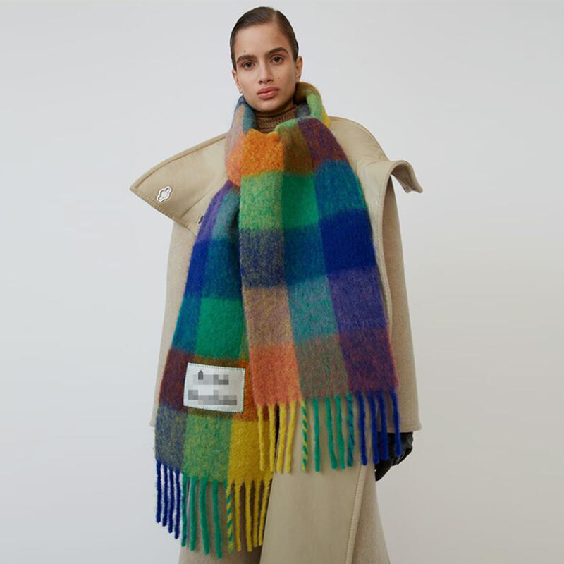 Women Sacrf Brand Cashmere Winter Scarf Scarves Designer Acne Blanket Scarves Women Type Colour Chequered Tassel Imitated