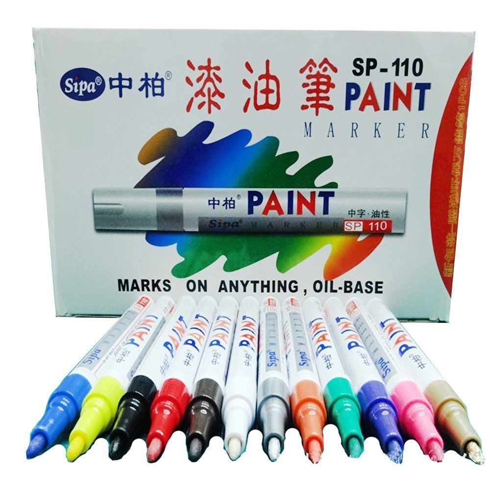 12 Color Set Permenant Waterproof Paint Marker Pens Car Tire Rubber Decoration, Craft Card DIY Drawing Art Pen NEW, 12-Pack