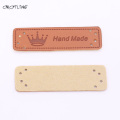 CMCYILING Retro Brown English Hand Made Labels, Leather Tags,Crochet Labels,PU Leather Labels,Shoes Bags DIY Sewing Accessories