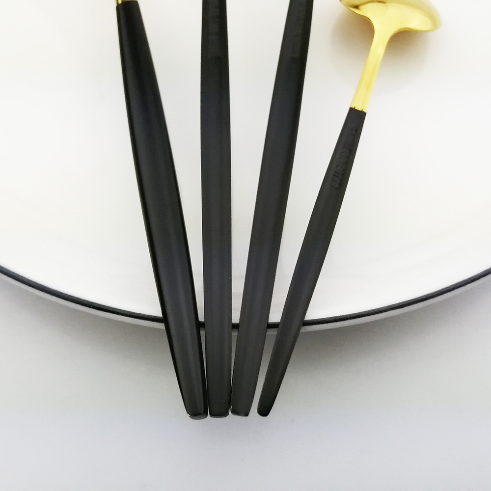 4Pcs/set Black Gold Cutlery Set 18/10 Stainless Steel Dinnerware Silverware Flatware Set Dinner Knife Fork Spoon Dropshipping