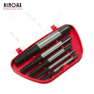 BINOAX 5Pcs/set Steel Broken Speed Out Damaged Screw Extractor Drill Bit Guide Set Broken Bolt Remover Easy Out Set