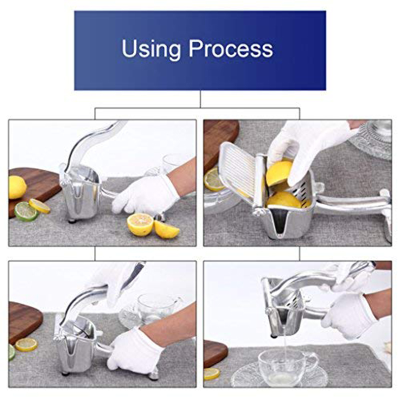 Silver Aluminum Alloy Manual Juicer Fruit Squeezer Juice Squeezer Lemon Orange Juicer Press Household Multifunctional Juicer