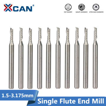 XCAN 10pcs 2x8mm 3.175 shank Single Flute Spiral Router Bits for Cut Wood/Plastic CNC Milling Cutter 1 Flute End Mills