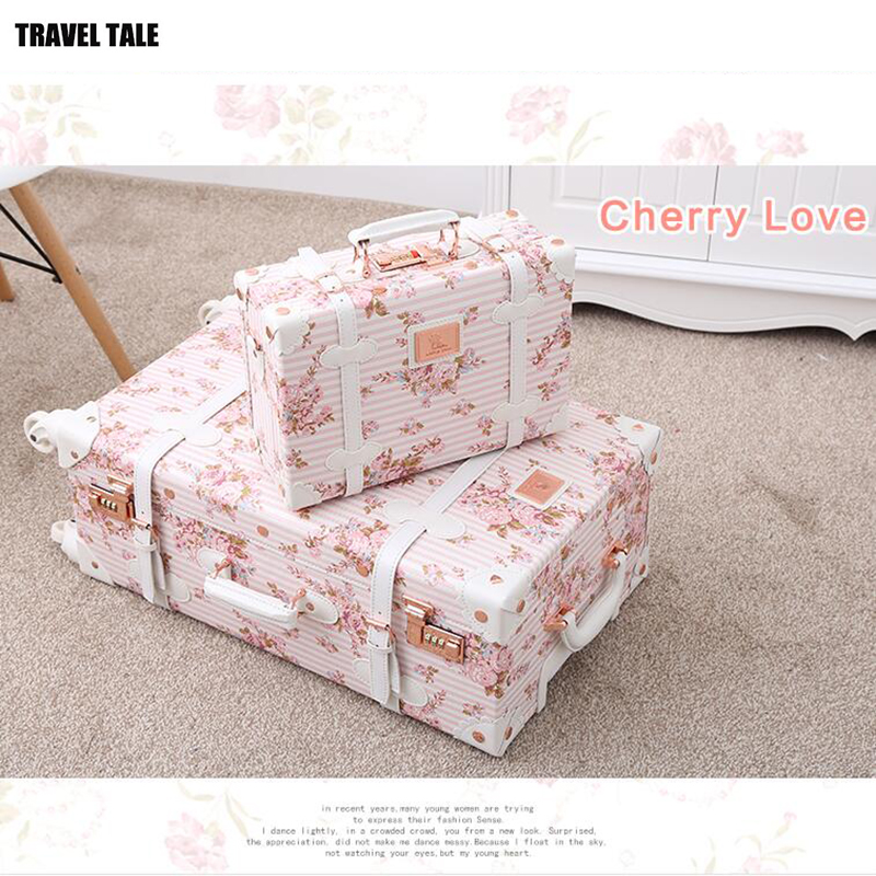 TRAVEL TALE Women 20"22" 24" 26" Travel Luggage Retro Spinner Suitcase Floral Koffers Trolleys For Trip