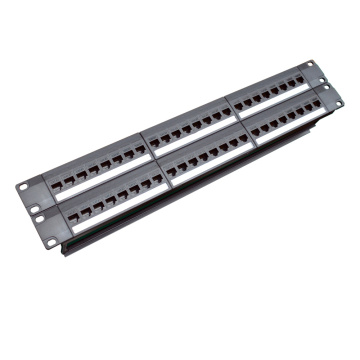 19inch 2U Cabinet Rack Pass-through 48 Port CAT6 Patch Panel RJ45 Network Cable Adapter Keystone Jack Modular Distribution Frame