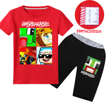 New Summer UNSPEAKABLE Printed Cartoon T-shirt and Shorts Hot Sale Casual Boys Clothes 2-14Y Fashion Cartoon Kids Clothes
