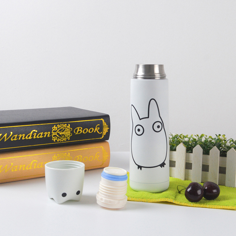 Cartoon Cute Totoro Rabbit Thermos Cup Stainless Steel Vacuum Flask Thermal Insulation Thermo Mug Girl School Water Bottle 35