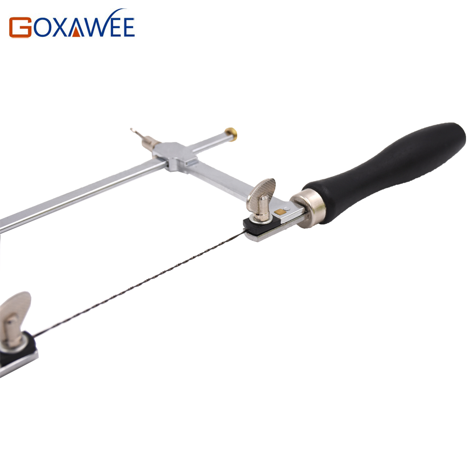 GOXAWEE Adjustable Saw Frame Sawbow Adjustable U-shape Saw Hacksaw DIY Hand Tools with 12pcs Spiral Sawblades For Jewelry Tools