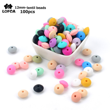 12MM 100pcs/lot Silicone lentil Beads Silicone BPA Free DIY Charms Newborn Nursing Accessory Teething Necklace Teething Toy