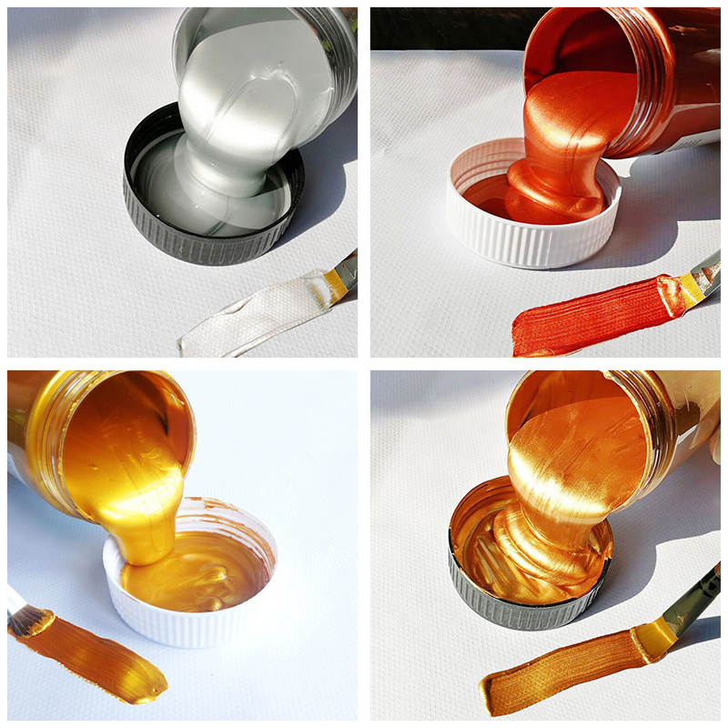 100ml Metallic Color Acrylic Paint for Textile Drawing Wall Hand Paint Shining Gel Painting Set Pigment for Artist Art Supplies