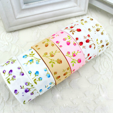 2 Meters/Lot 25mm Ethnic Floral Printed Grosgrain Ribbon Wedding Gift Box Packaging Handmade DIY Girl Bow Hairband Crafts Fabric