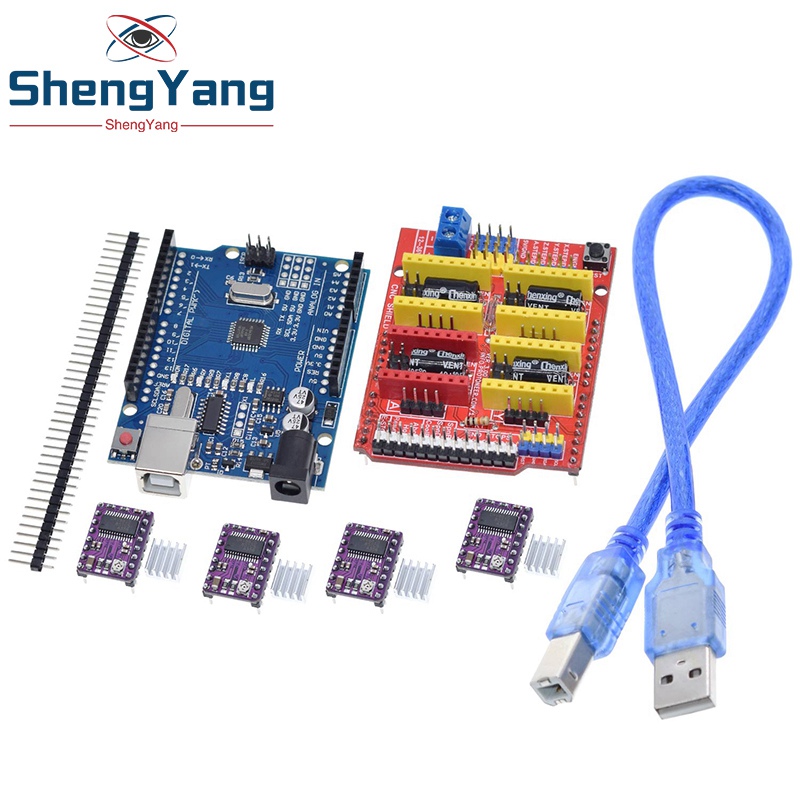 TZT cnc shield V3 engraving machine 3D Printe+ 4pcs DRV8825 driver expansion board for Arduino + UNO R3 with USB cable