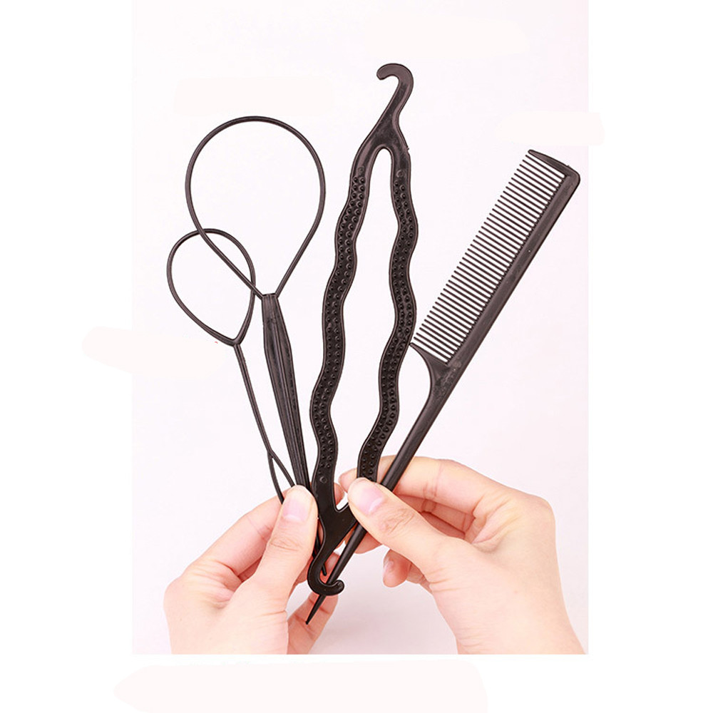 Hair Tool 4pcs Ponytail Creator Plastic Loop Styling Tools Pony Tail Clip Hair Braid Maker Styling Tool Fashion Salon X4 0.5 20