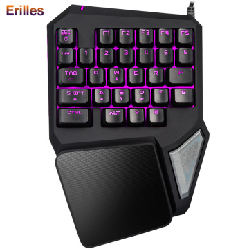 Single-Handed RGB Gaming Wired Keyboard 30 Keys LED Backlit Left Hand Mini Keypad Computer PC Game Keyboard PUBG/LOL/Dota