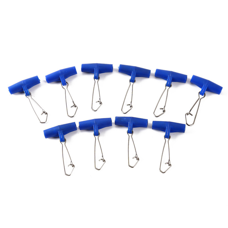 10pcs/set Fishing Sinker Slip Clips Blue Red Plastic Head Swivel With Hooked Snap Fishing Weight Slide Accessories