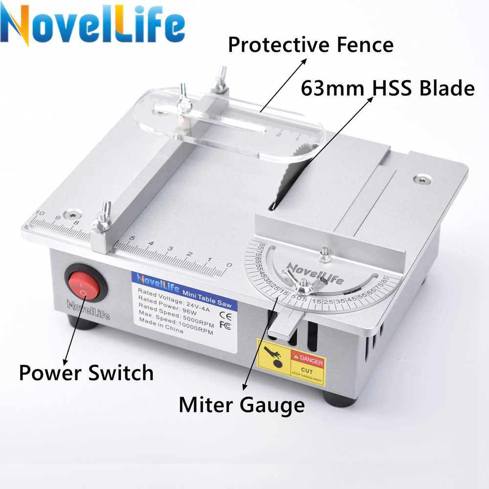 Mini Table Saw Small Woodworking Electric Bench Saw Handmade DIY Hobby Model Crafts Cutting Tool 775 Motor 96W 63mm HSS Blade R1