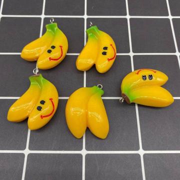 20Pcs Simualtion Cartoon Banana Flatback Resin Cabochon Charms DIY Necklace Keyring Jewelry Making Pendants Accessories 35*24mm