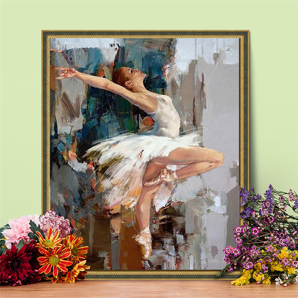 HUACAN DIY Pictures By Number Kits Girl Painting By Numbers Ballet Drawing On Canvas Portrait Hand Painted Paintings Home Decor