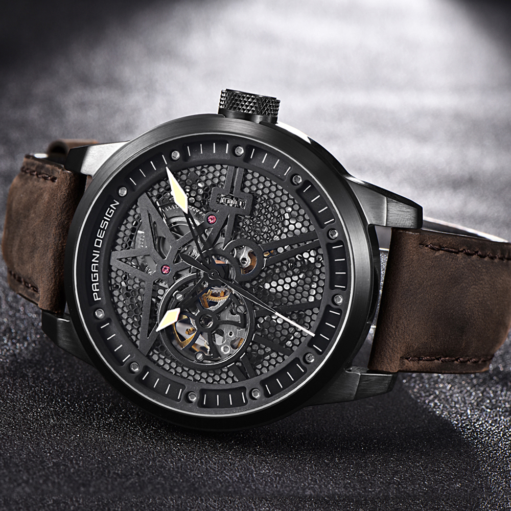 Luxury Brand PAGANI DESIGN Leather Tourbillon Watch Men Automatic Wristwatch Fashion Men Mechanical Watches Relogio Masculino