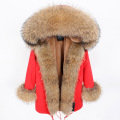Women's coat Women's jacket Women's winter parka Winter women's long coat, raccoon fur collar, warm and thick real natural fur