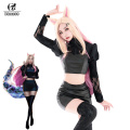 ROLECOS Game LOL Ahri Cosplay Costume LOL KDA The Baddest Ahri Cosplay Black Uniform Women Sexy Costume Halloween Top Skirt