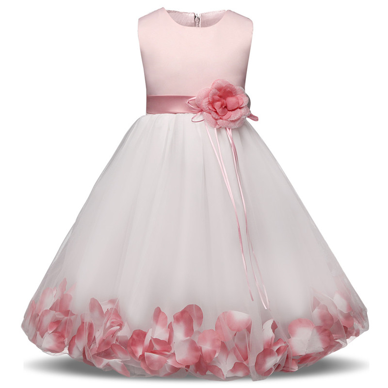 Flower Girl Dress with Flowers/Ribbons for Girls Tulle Dresses Birthday Party Wedding Ceremonious Kid Girl Clothes for Teen Girl