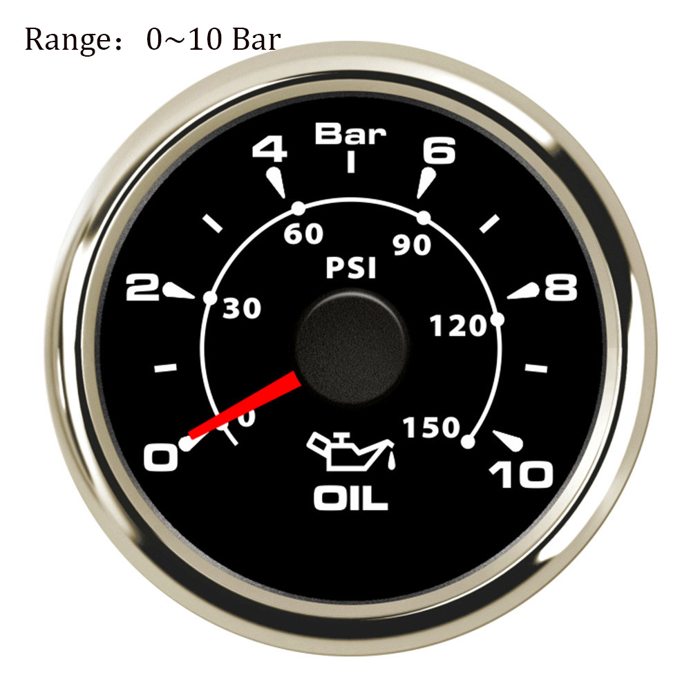 52mm Boat Car Oil Pressure Gauge 0~10 Bar/ 0~5Bar Waterproof Oil Pressure Meter with 7 Colors Backlight