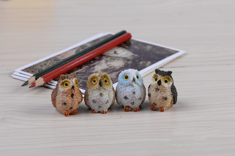 1/2/4PCS Cute Owls Animal Figurines Resin Miniatures Figurine Craft Bonsai Pots Home Fairy Garden Ornament Decoration Terrarium
