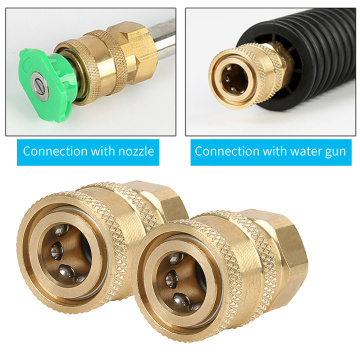 2pcs Easy Install Adapter Pressure Washer Coupler M14 To 1/4 Inch Universal Water Pipe Brass Fittings Garden Supplies 5000 PSI