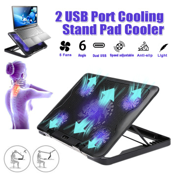 S SKYEE Laptop Cooler 2 USB Ports And 5 Cooling Fans LED USB Laptop Cooling Pad Notebook Stand for Laptop PC 7-17inch
