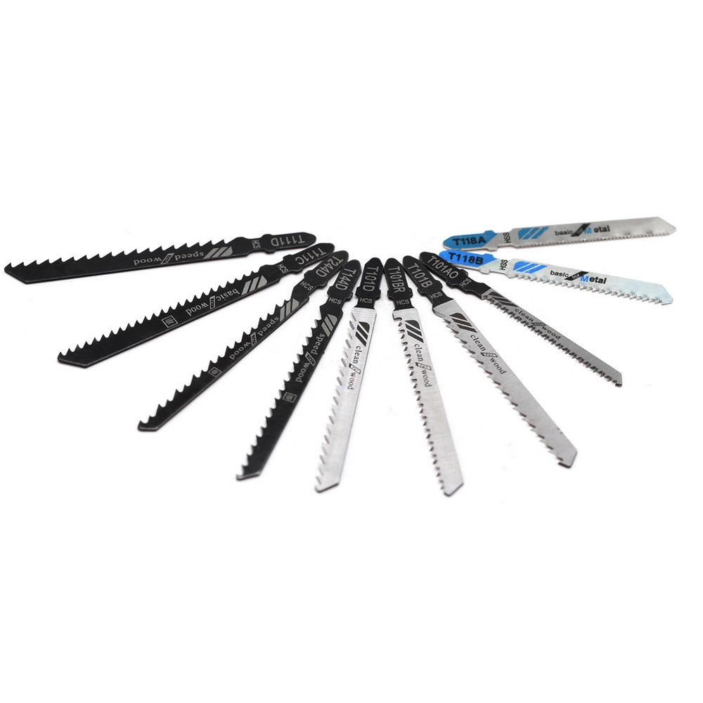 10Pcs jig Saw Blade Bone Saw Reciprocating Saw Aluminum Alloy Saw Cutting Saw Blades Clean Cutting for Wood PVC Fibreboard Tools