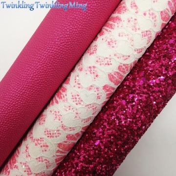 ROSE Glitter Fabric, Lace glitter Leather, Synthetic Leather Fabric Sheets For Bow A4 21x29CM Twinkling Ming XM797