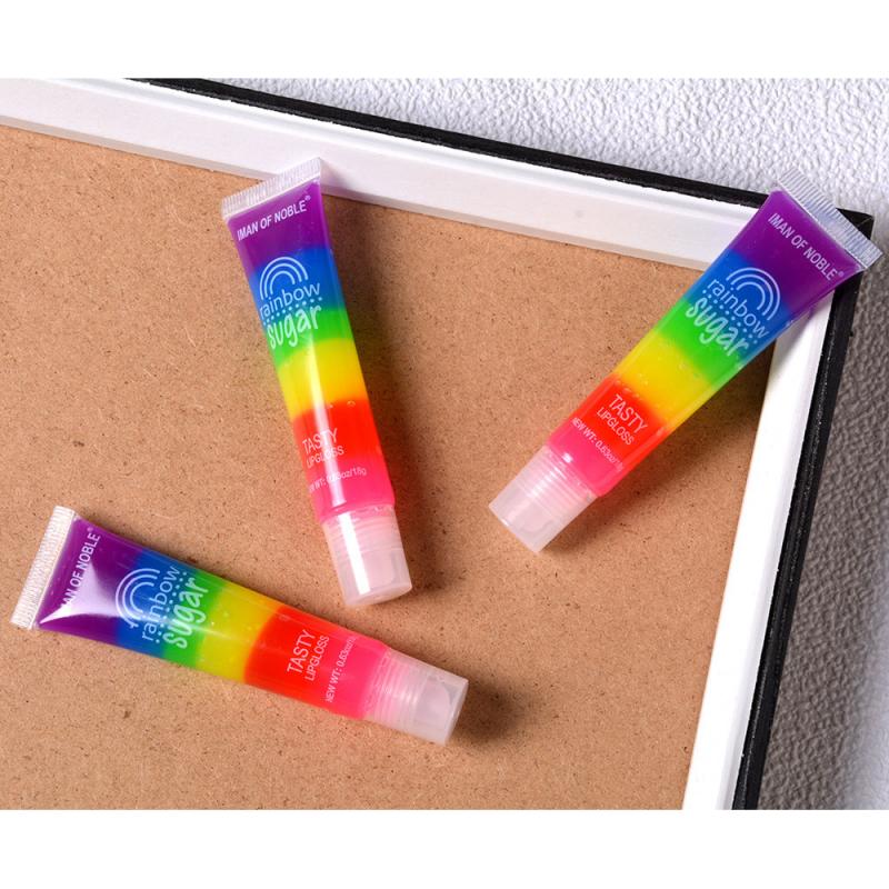 1PC Rainbow Sugar Tasty Lip Gloss Transparent Lip Gloss Clear Oil Sexy Cute Fruit Lip Balm Liquid Lipstick Moisturizing TSLM1