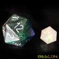 Bescon Glitter Jumbo D20 38MM, Big Size 20 Sides Dice Glitter Turquoise Green, Big 20 Faces Cube 1.5 inch