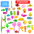 41pcs with Inflatable Pool Magnetic Fishing Toys Kids Fishing Game Play Set Funny Classic Magnet Toys for Children Gift